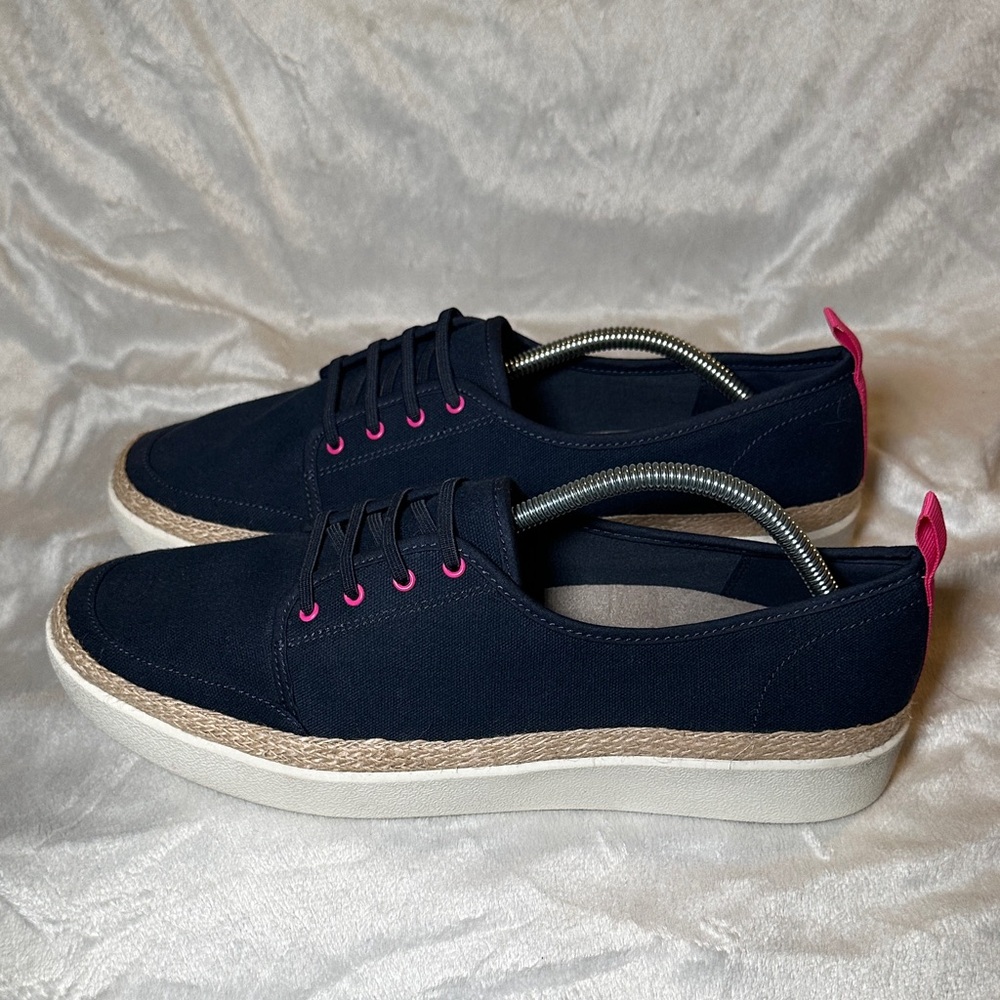 Vionic Jovie Canvas Navy Sneakers with Pink Accents Slip on Size 11